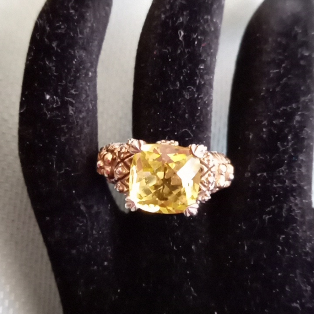 BARBARA BIXBY STERLING SILVER, 18k GOLD RING WITH LEMON YELLOW QUARTZ - Picture 7 of 10